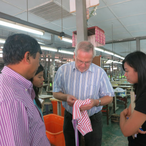 Going through the process of cutting Knit Fabric at Thiri Sandar 2